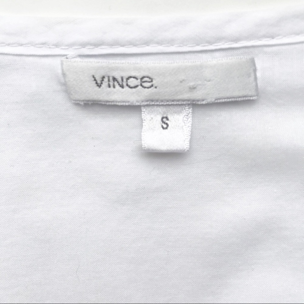 Vince White 100% Cotton Long Sleeve V Neck Raw Trim Blouse - Picture 7 of 8